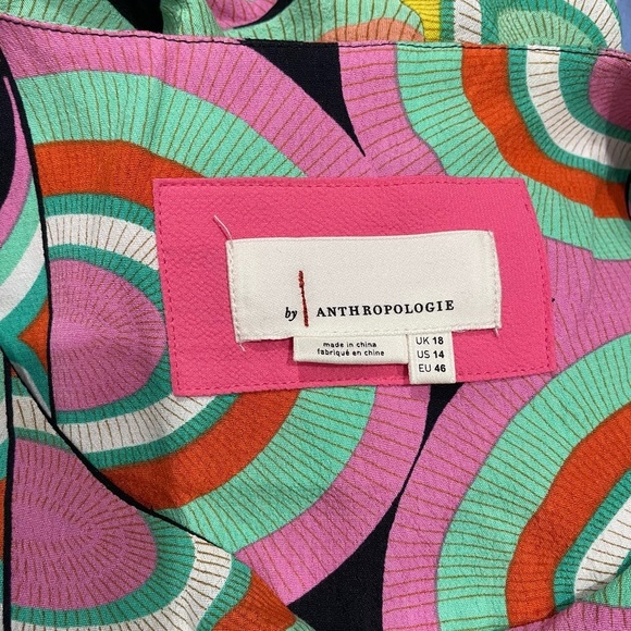 Anthropologie Kenzie Midi Dress Size L Multicolor Asymmetrical Hem Beautiful - Picture 4 of 9